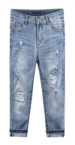 KIDSCOOL SPACE Kids Ripped Fashion Elastikband innen weiche, schmale Jeans,Hellblau,12-13 Jahre von KIDSCOOL SPACE