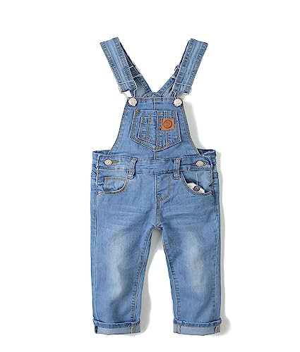 KIDSCOOL SPACE Kleines Mädchen Jungen Jeans Overall,Kleinkind Zerrissene Denim Süße Schmale Arbeitskleidung,Hellblau,4-5 Jahre von KIDSCOOL SPACE