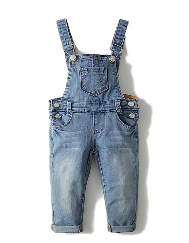 KIDSCOOL SPACE Kleines Mädchen Jungen Jeans Overall,Kleinkind Zerrissene Denim Süße Schmale Arbeitskleidung,Hellblau,5-6 Jahre von KIDSCOOL SPACE