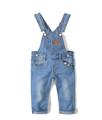 KIDSCOOL SPACE Kleines Mädchen Jungen Jeans Overall,Kleinkind Zerrissene Denim Süße Schmale Arbeitskleidung,Hellblau,6-7 Jahre von KIDSCOOL SPACE
