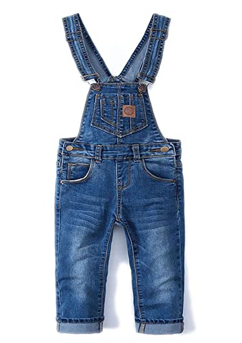 KIDSCOOL SPACE Kleines Mädchen Jungen Jeans Overall,Kleinkind Zerrissene Denim Süße Schmale Arbeitskleidung,Tiefes Blau,5-6 Jahre von KIDSCOOL SPACE