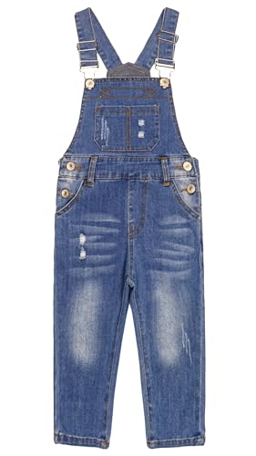 KIDSCOOL SPACE Little Boys Slim Fit Jeans,Ripped Big Bib Pocket Fashion Denim Overalls,Light Blue,6-7 Years von KIDSCOOL SPACE