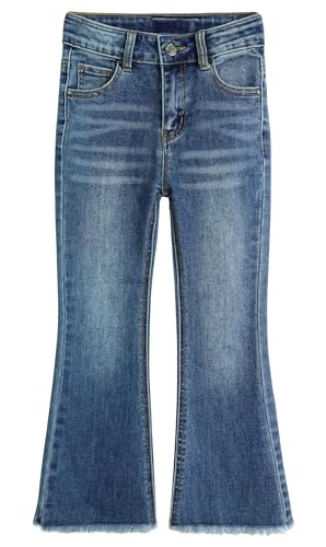 KIDSCOOL SPACE Mädchen-Jeans, geteilter Saum mit RAL-Kanten, elastischer Bund innen, hochelastische Denim-Hose mit weitem Bein, Hellblau, 10–11 Jahre von KIDSCOOL SPACE
