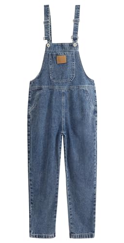 KIDSCOOL SPACE Mädchen Jeans Latzhose, Verstellbare Träger, Fake Schrägtaschen, Jean-Latzhose, Blau, 12-13 Jahre von KIDSCOOL SPACE