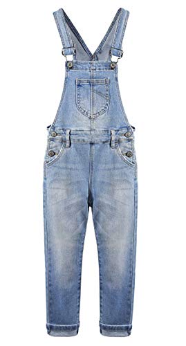 KIDSCOOL SPACE Mädchen Slim Washed Fashion Soft Denim Jeans Overalls,Hellblau,6-7 Jahre von KIDSCOOL SPACE