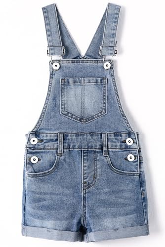 KIDSCOOL SPACE Mädels-Shorts, Kleine große Mädels, dehnbare, zerrissene Denim-Sommer-Shorts, Hellblau, 7-8 Jahre von KIDSCOOL SPACE