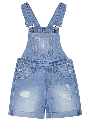 KIDSCOOL SPACE Niedliche Jeans-Shorts für kleine Mädchen, zerrissener, gefalteter Saum, verstellbare Träger, Sommer-Denim-Shortalls, hellblau, 4–5 Jahre KIDSCOOL SPACE Niedliche Jeans-Shorts für kleine Mädchen, zerrissener, gefalteter Saum, verstellbare Träger, Sommer-Denim-Shortalls, hellblau, 4–5 Jahre von KIDSCOOL SPACE