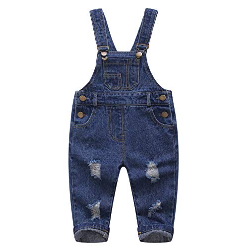 KIDSCOOL SPACE Monos Vaqueros rasgados de algodón Puro Azul/Negro para bebés y niños pequeños, Azul, 12-18 Meses von KIDSCOOL SPACE