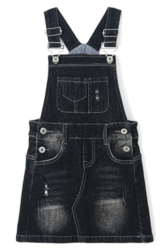 KIDSCOOL SPACE Rock für große Mädchen, zerrissener, weicher, elastischer Denim-Sommerkleid für Mädchen, Schwarz, 8-9 Jahre von KIDSCOOL SPACE