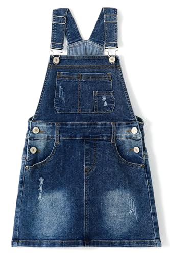 KIDSCOOL SPACE Rock für kleine Mädchen, zerrissenes, weiches, dehnbares Denim-Sommerkleid für Mädchen, Tiefblau, 4-5 Jahre von KIDSCOOL SPACE