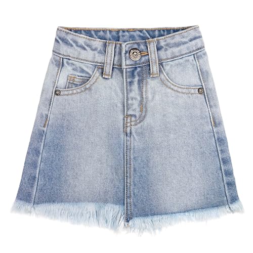 KIDSCOOL SPACE Sommer-Jeansrock für kleine Mädchen, kurzes Kleid aus modischen Jeans mit Schnittkanten, Hellblau, 4–5 Jahre von KIDSCOOL SPACE