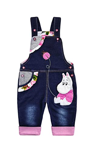 KIDSCOOL SPACE Baby Denim Overall, Little Girl Cute Cartoon Hippo Jean Latzhose,Blau,3-6 Monate von KIDSCOOL SPACE