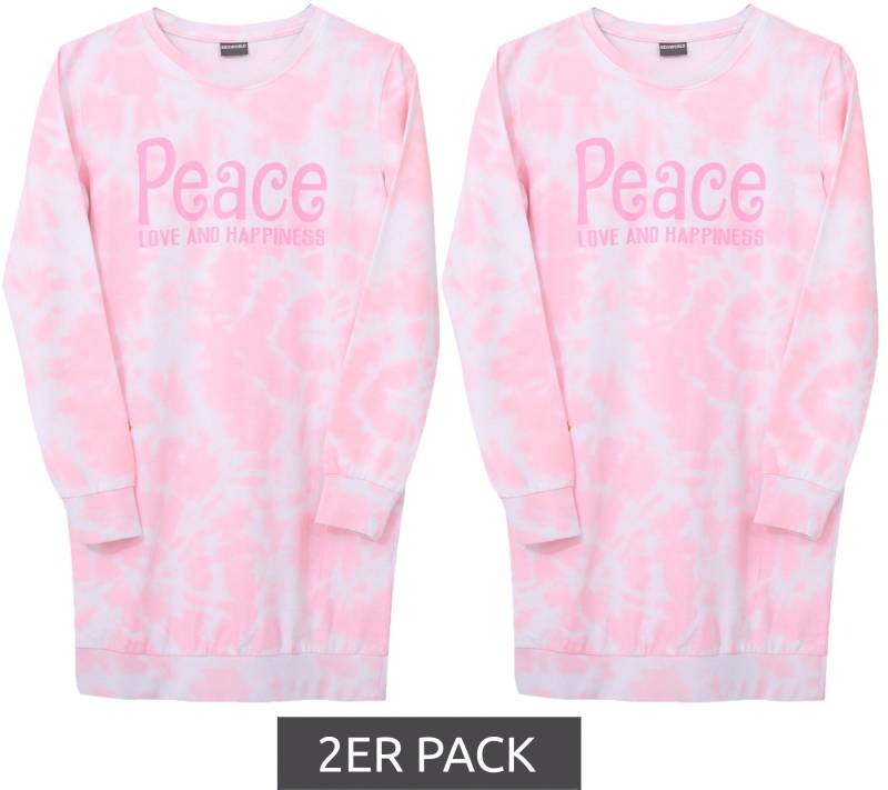 2er Pack KIDSWORLD Mädchen Pullover-Kleid mit Allover-Batik-Print Sweat-Kleid 55037912 Rosa/Weiß von KIDSWORLD