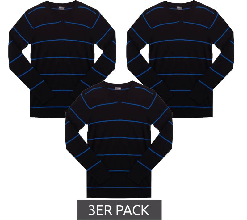 3er Sparpack KIDSWORLD Pullover weicher Kinder Strick-Pulli mit Streifen 24014735 Schwarz/Blau von KIDSWORLD