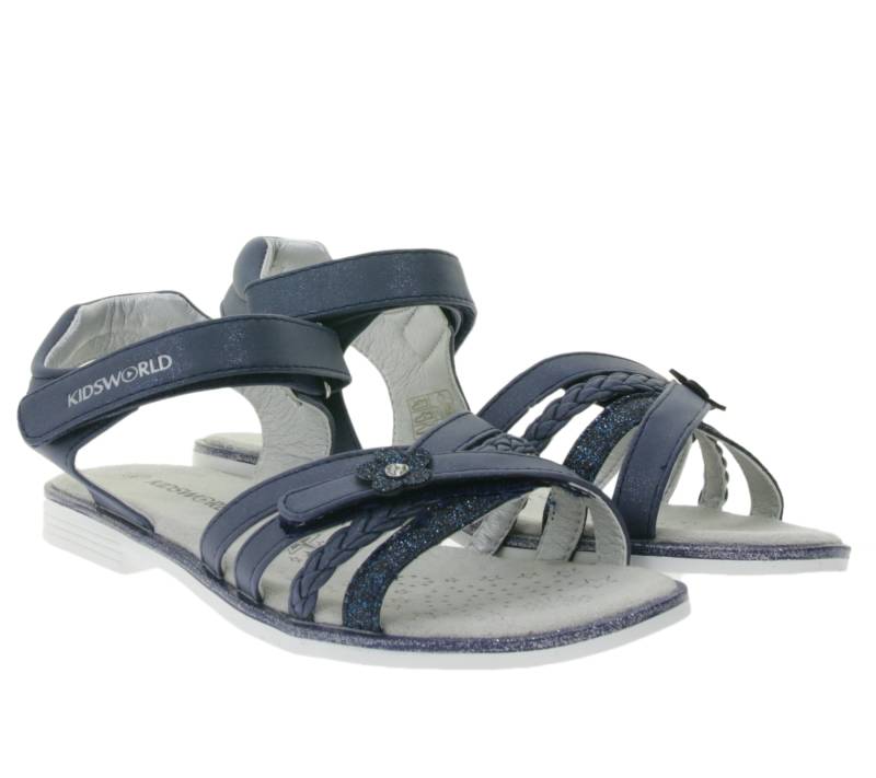 KIDSWORLD Kinder und Damen Sandalette mit Klettverschluss Alltags-Sandalen für Mädchen Sommer-Schuhe 47589726 Blau von KIDSWORLD