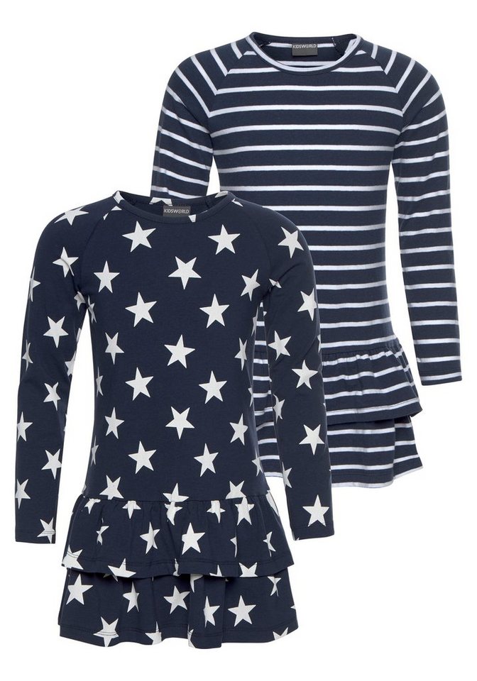 KIDSWORLD Jerseykleid, 2er Pack für kleine Mädchen (Packung, 2-tlg., 2) festliche Anlässe, kniefrei, verspielt, aus Jersey, Langarm von KIDSWORLD