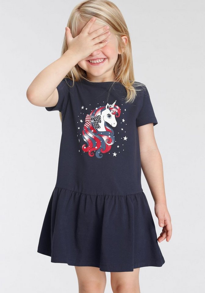 KIDSWORLD Jerseykleid Einhorn mit süßem Volant am Saum von KIDSWORLD