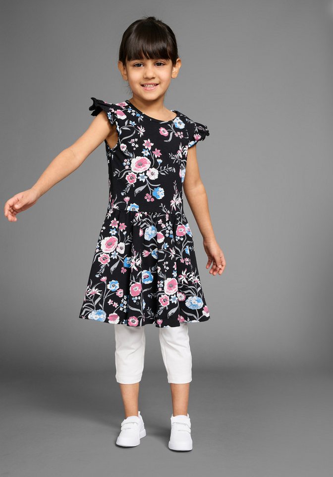 KIDSWORLD Jerseykleid Shirtkleid im trendigen Allover-Muster mit Flügelärmeln von KIDSWORLD