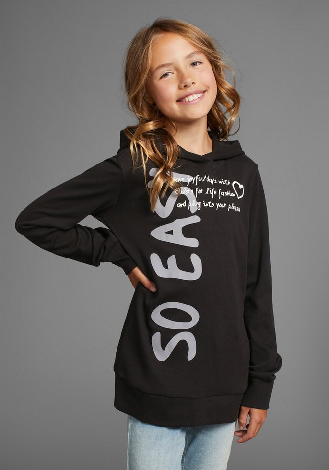 KIDSWORLD Kapuzenshirt SO EASY - Print Langarm, Basic-Passform, mit modischen Drucken von KIDSWORLD