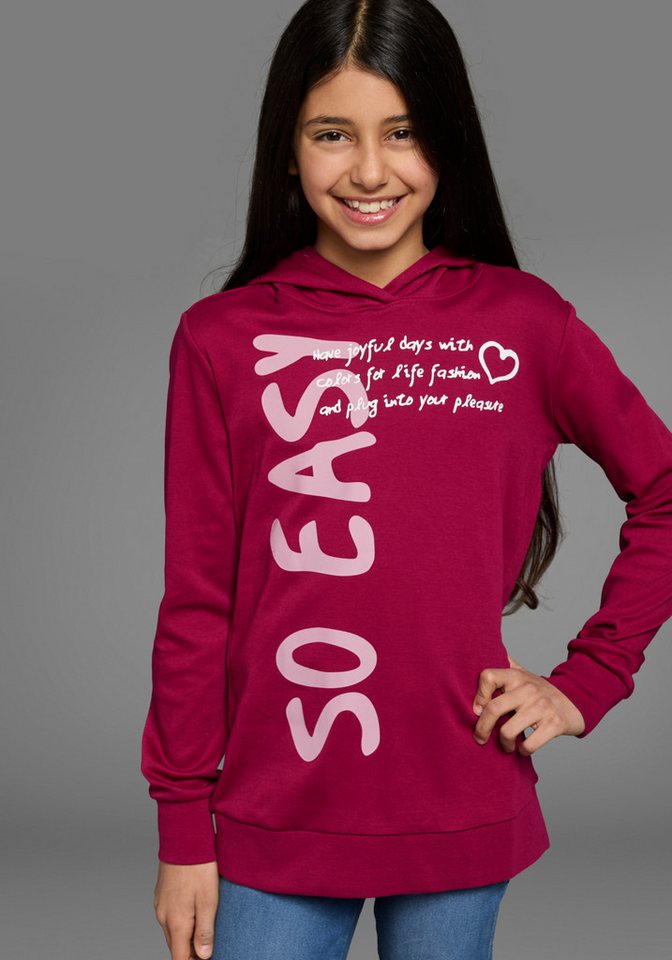 KIDSWORLD Kapuzenshirt SO EASY - Print Langarm, Basic-Passform, mit modischen Drucken von KIDSWORLD