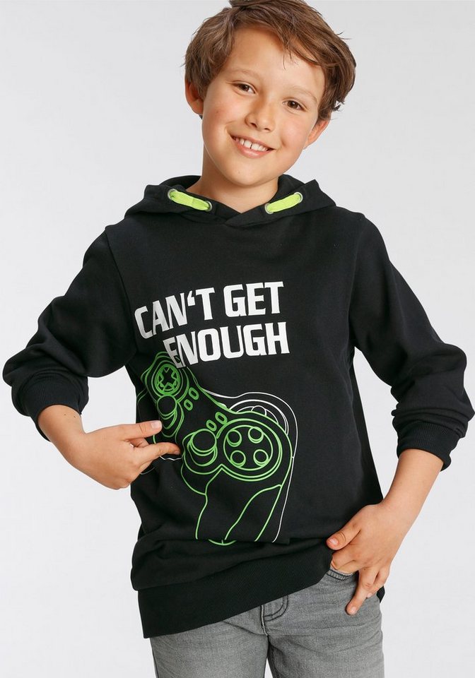 KIDSWORLD Kapuzensweatshirt CAN´T GET ENOUGH - Spruch bedrucktes Design, aus Baumwolle von KIDSWORLD