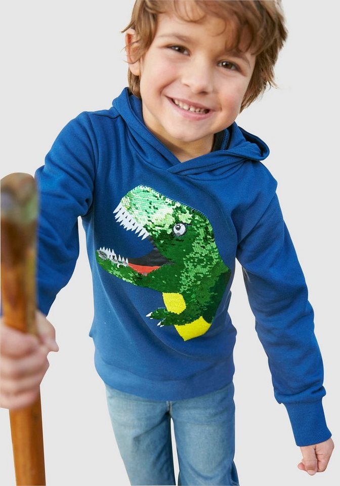 KIDSWORLD Kapuzensweatshirt mit tollem Dino aus Wendepailletten von KIDSWORLD