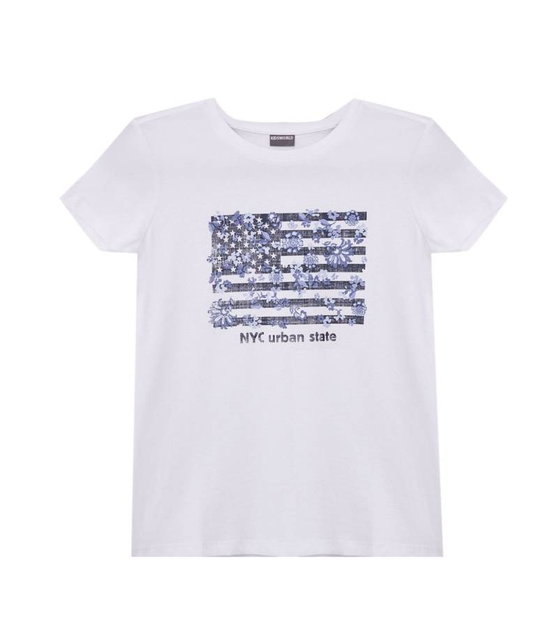 KIDSWORLD Kinder T-Shirt für Mädchen mit Front-Print Sommer-Shirt 56819715 Weiß von KIDSWORLD