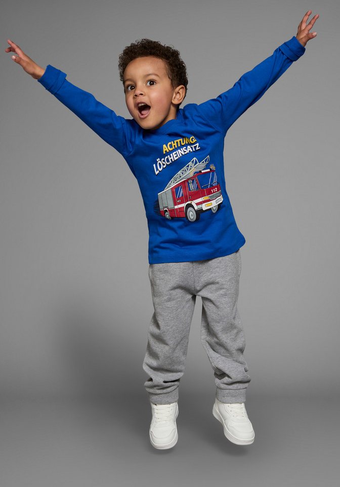 KIDSWORLD Langarmshirt Mit Feuerwehr-Druck: ACHTUNG LÖSCHEINSATZ Langarm, Basic-Passform, bedruckt, Rundhalsausschnitt von KIDSWORLD
