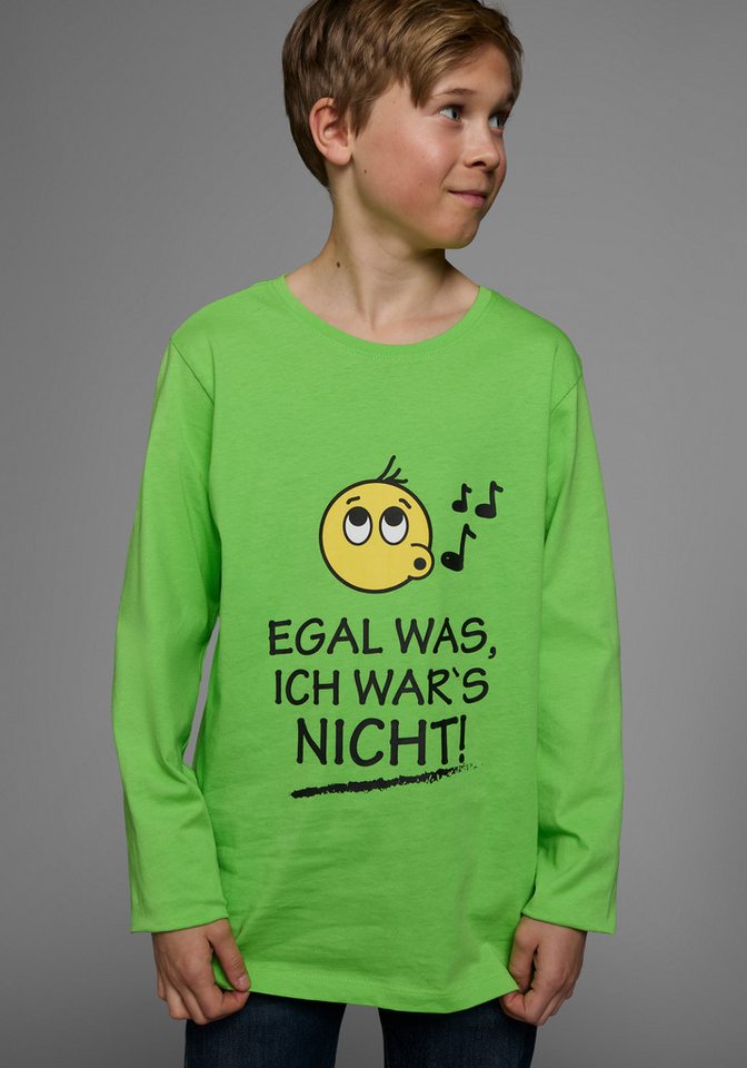 KIDSWORLD Langarmshirt EGAL WAS, ICH WAR'S NICHT! Langarm, Basic-Passform, peppiger Aufdruck, Rundhalsausschnitt von KIDSWORLD