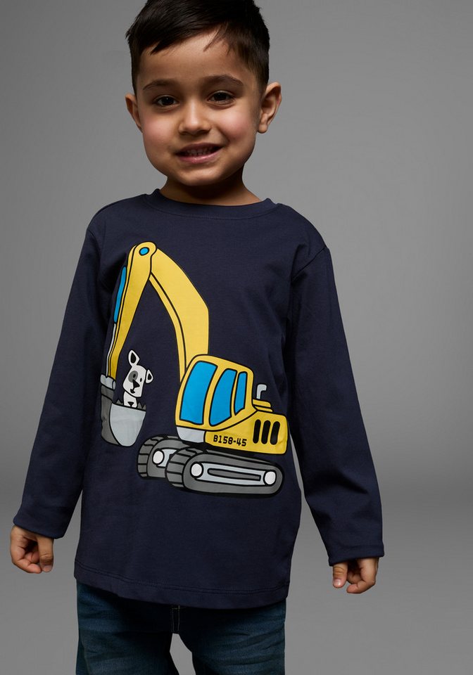 KIDSWORLD Langarmshirt HUND MIT BAGGER Langarm, Basic-Passform, mit stylischem Druck, Rundhalsausschnitt von KIDSWORLD