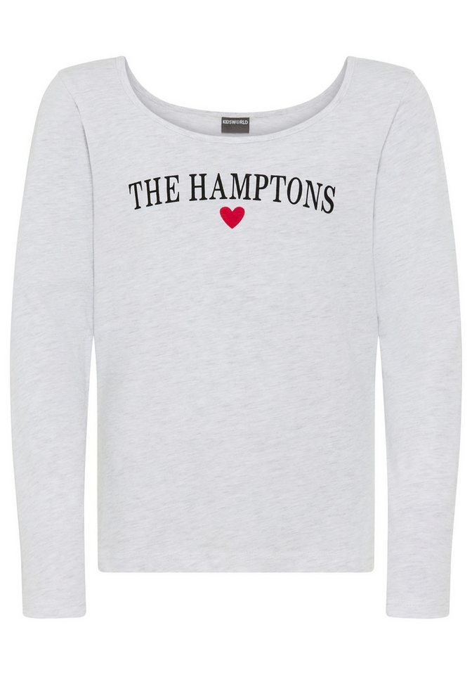 KIDSWORLD Langarmshirt Shirt mit Hamptons-Druck für Mädchen Tieferer Ausschnitt von KIDSWORLD
