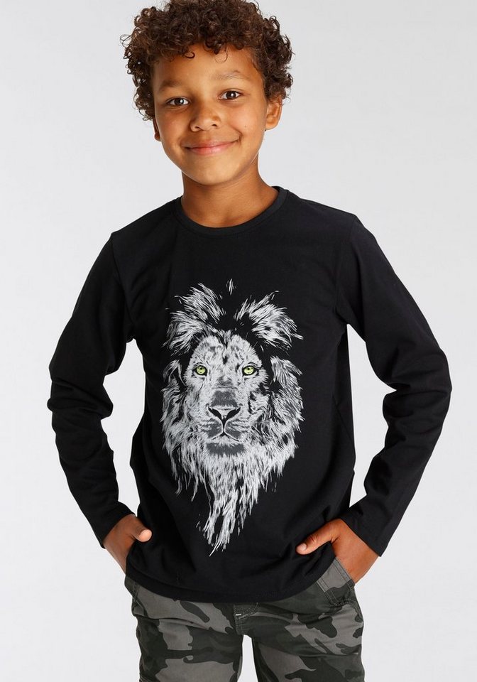 KIDSWORLD Langarmshirt WHITE LION Langarm, Basic-Passform, mit modischem Druck, Rundhalsausschnitt von KIDSWORLD