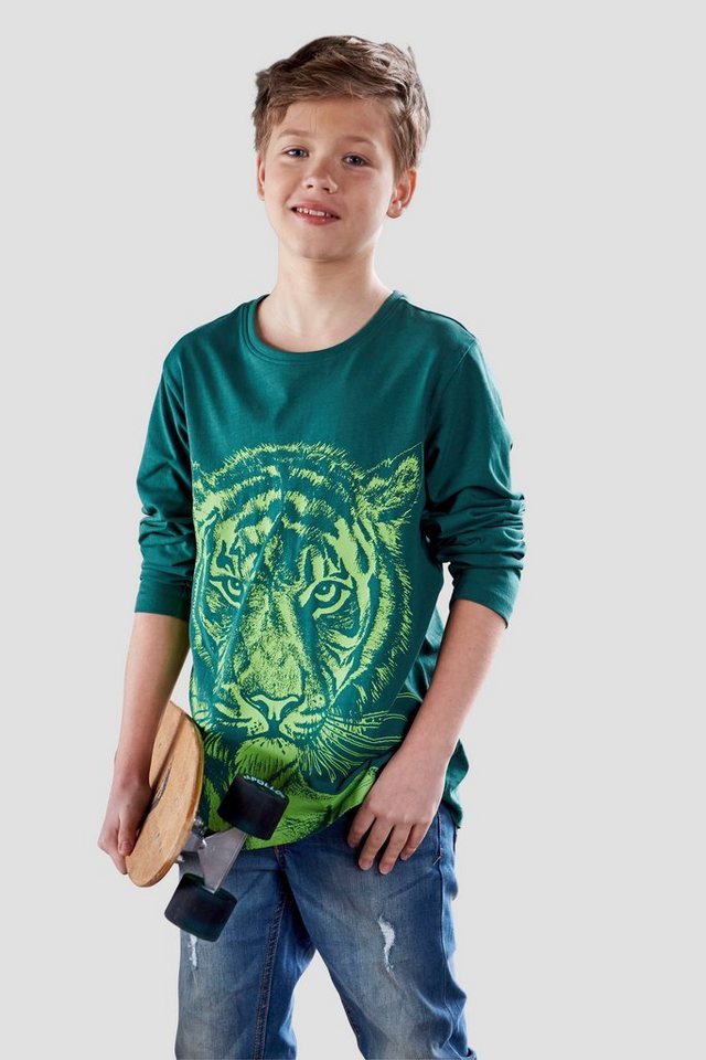 KIDSWORLD Langarmshirt NEON TIGER, starker Druck für Jungen von KIDSWORLD