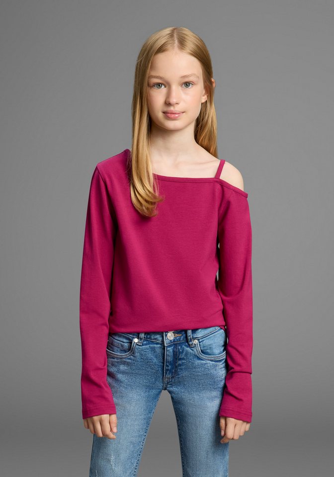 KIDSWORLD Langarmshirt Off-Shoulder Shirt Mit modischer Schulterlösung von KIDSWORLD
