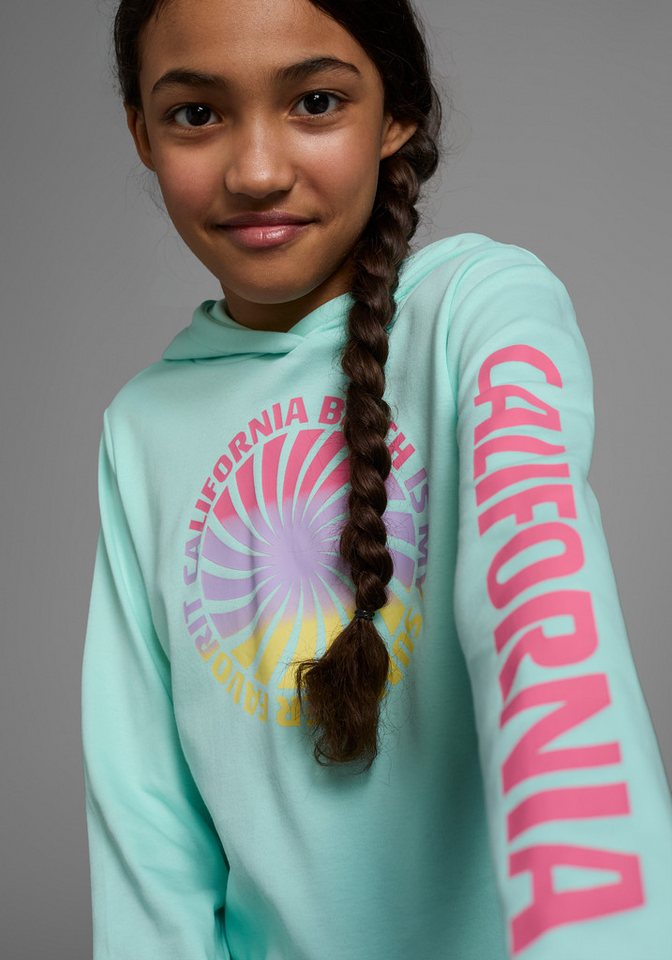 KIDSWORLD Kapuzenshirt, Langarmshirt mit Ärmelprint Langarm, gerade Passform, mit coolem Aufdruck von KIDSWORLD
