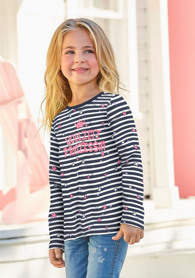 KIDSWORLD Langarmshirt Vollzeit Prinzessin mit Streifen und kleinen Sternen von KIDSWORLD