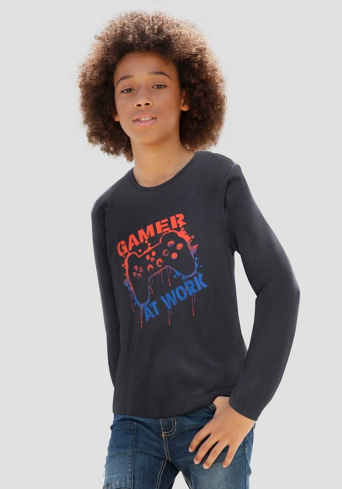 KIDSWORLD Langarmshirt GAMER AT WORK von KIDSWORLD