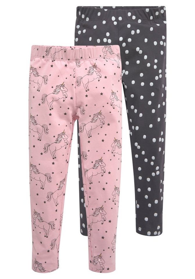 KIDSWORLD Leggings 2er Pack Leggings für kleine Mädchen (Packung, 2-tlg) mit Pferde-Allover von KIDSWORLD