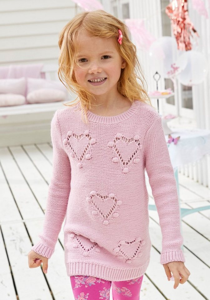 KIDSWORLD Longpullover für kleine Mädchen mit niedlichen Herzen von KIDSWORLD