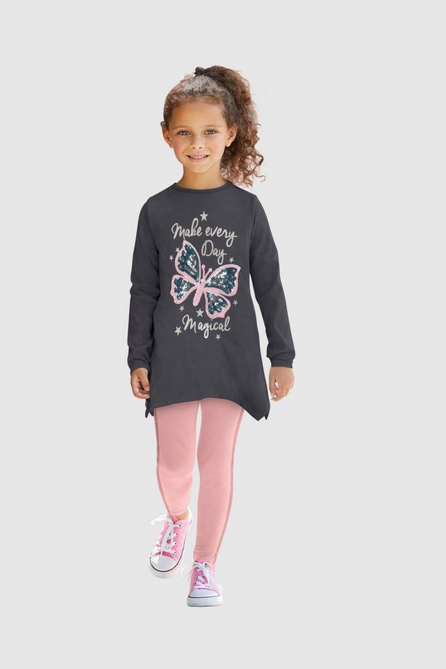 KIDSWORLD Longshirt & Leggings für kleine Mädchen (Set, 2-tlg) mit Glitzerdetails von KIDSWORLD