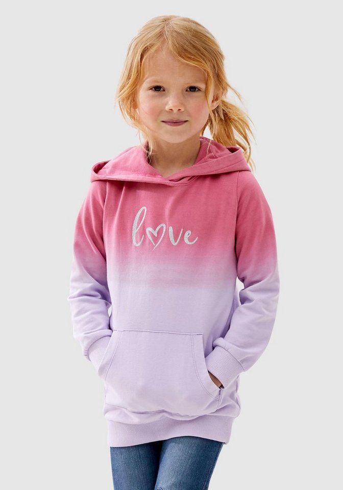 KIDSWORLD Longsweatshirt LOVE im Farbverlauf mit Kapuze von KIDSWORLD