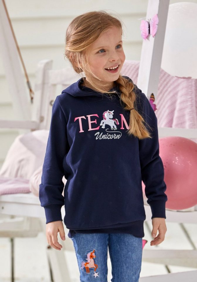 KIDSWORLD Longsweatshirt Team UNICORN mit Kapuze von KIDSWORLD