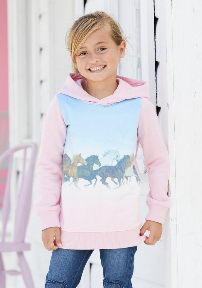 KIDSWORLD Longsweatshirt für kleine Mädchen mit Pferdedruck von KIDSWORLD