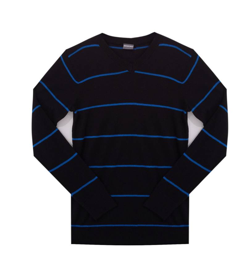 KIDSWORLD Pullover weicher Kinder Strick-Pulli mit Streifen 24014735 Schwarz/Blau von KIDSWORLD