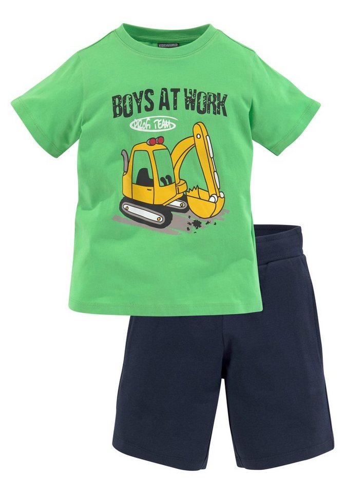 KIDSWORLD Shirt & Shorts (Spar-Set, 2-tlg., T-Shirt+Sweatbermudas) BOYS AT WORK von KIDSWORLD