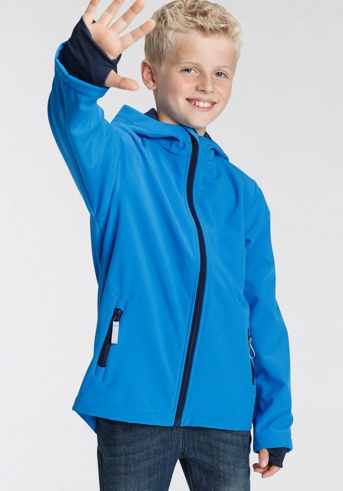 KIDSWORLD Softshelljacke mit kontrastfarbenen Details und Reflektoren von KIDSWORLD