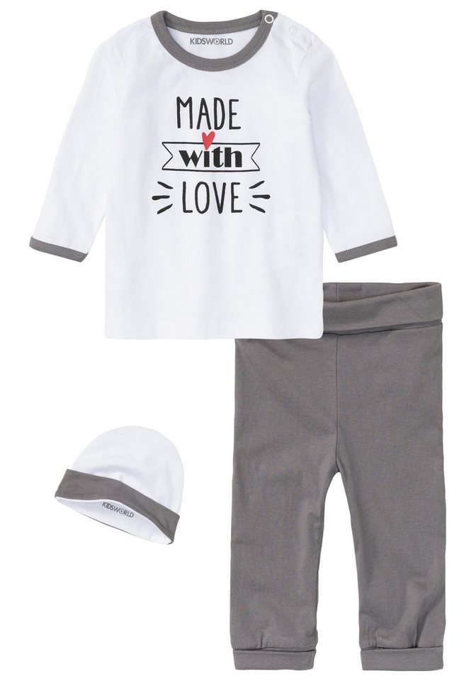 KIDSWORLD Strampler, Jäckchen & Mütze, 3 teiliges Baby-Set - NEUE KOLLEKTION (Set, 3-tlg), süßes Outfit aus Bio-Baumwolle von KIDSWORLD