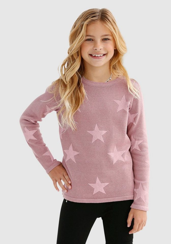 KIDSWORLD Strickpullover Sterne-Pullover mit Sternen - Druck von KIDSWORLD