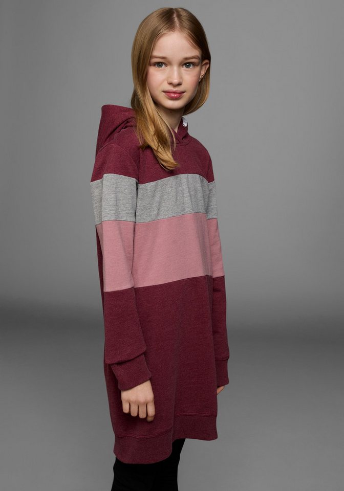KIDSWORLD Sweatkleid lang, sportliches Streifendesign, aus Baumwollmischung, Langarm von KIDSWORLD