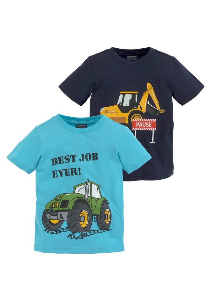 KIDSWORLD T-Shirt BEST JOB EVER! (Packung, 2er-Pack) kurzärmelig, bedruckt, Rundhalsausschnitt, aus Baumwolle von KIDSWORLD